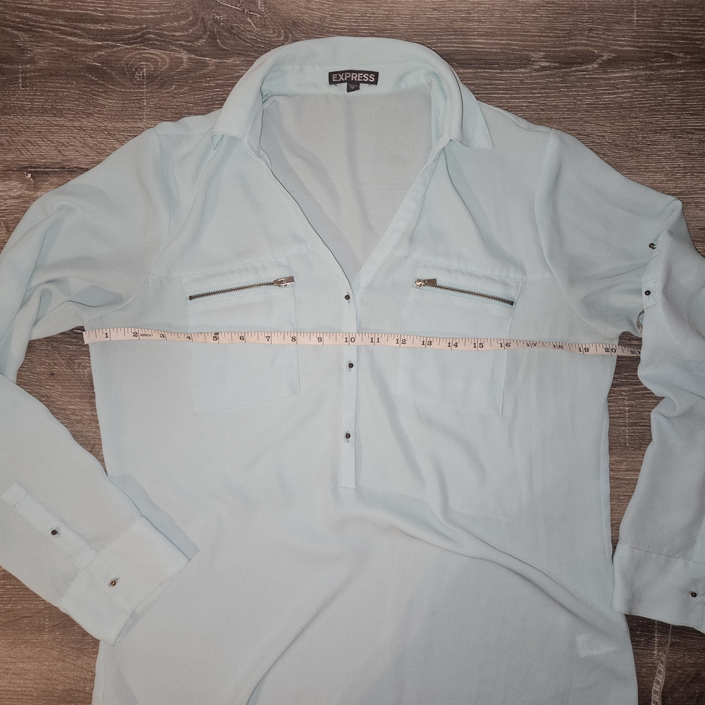 Light Blue Button-Up Blouse - Picture 5 of 11